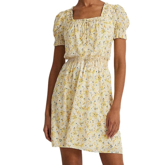 Lauren Ralph Lauren - Floral Georgette Puff-Sleeve Dress - Picture 1 of 12